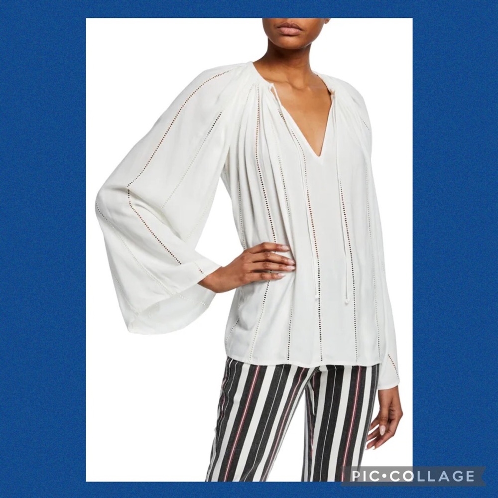 Frame Lattice Long Sleeve Peasant Top